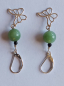 Preview: silver earrings-leverbacks with jadeite and tourmaline beads and butterfly-the colours are green and black---
